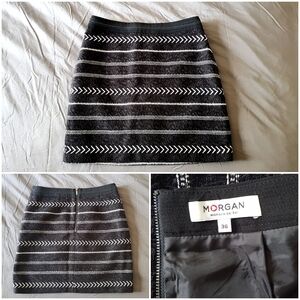 MORGAN-Black and White Patterned Skirt